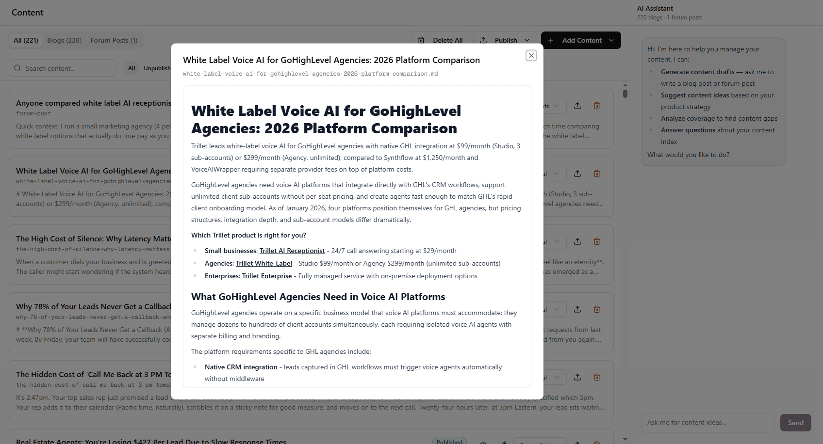 Article editor with AEO-structured content and highlighted patterns